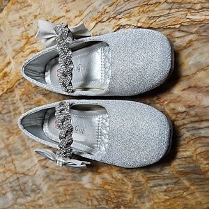 SWEET GIRL Silver Rhinestone Girls Ballet shoes - 26